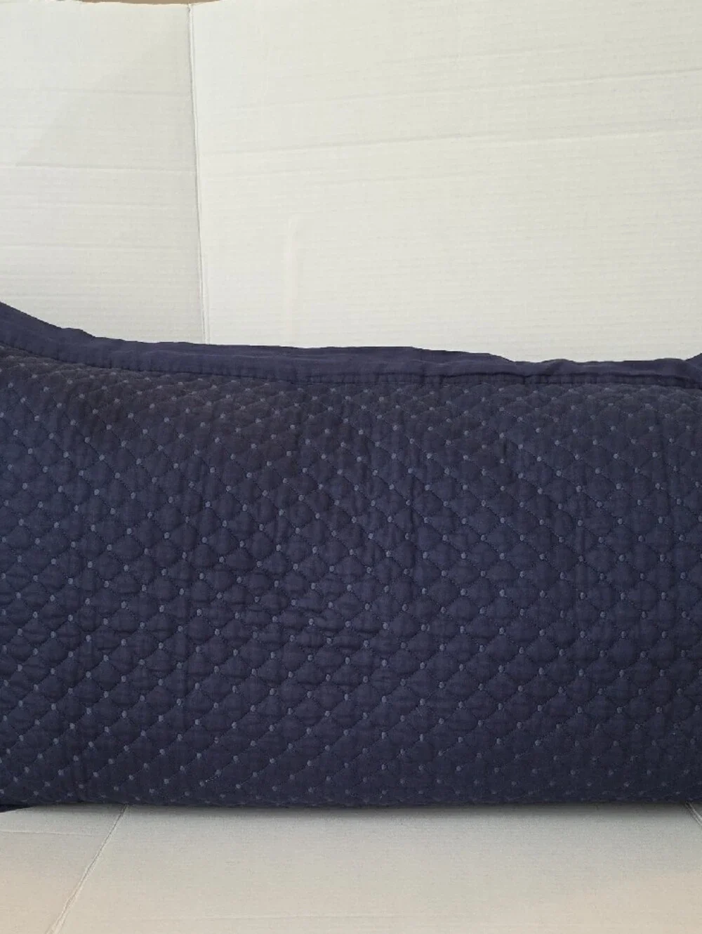 Charter Club Navy Damask Quilted Diamond Stitch Cotton King Pillow Sham Set